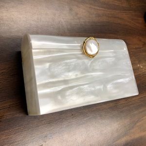 Vintage Mother of Pearl  Lucite Clutch Purse